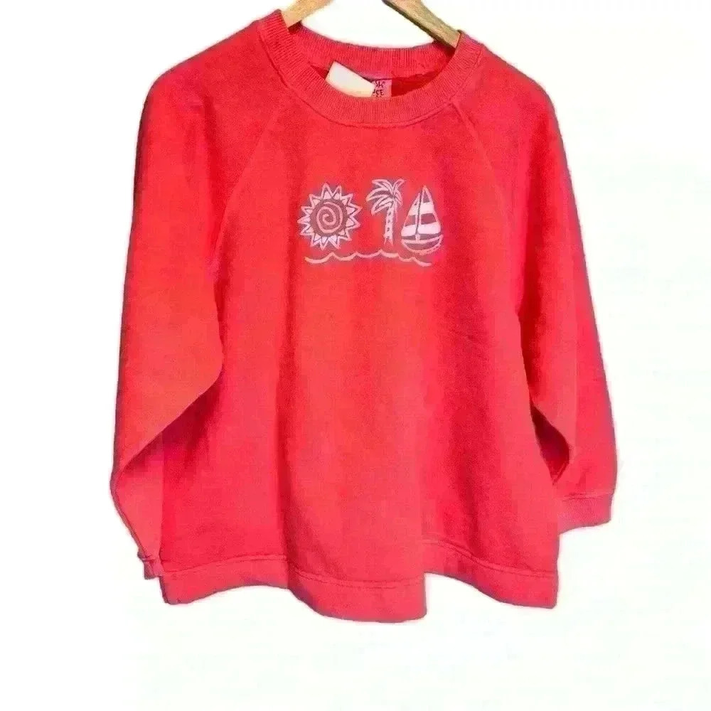 NWT Vintage Fresh Produce Sweatshirt Long Sleeve Graphic orange Tropical S